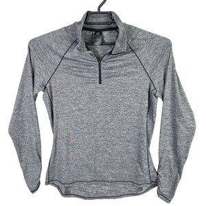 Womens Champion C9 Heather Gray Pullover 1/4 Zip Shirt Polyester Stretch Size L